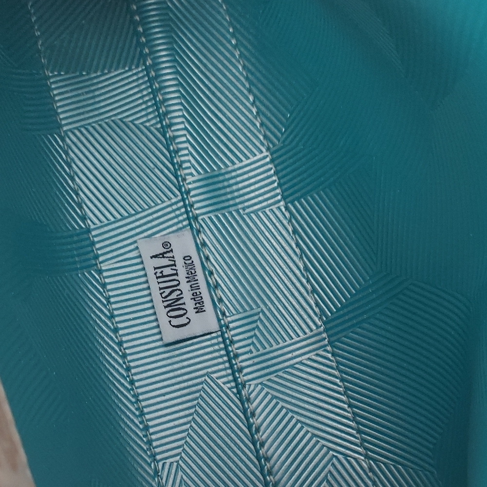 Consuela Teal and Burgundy Marble Half-Moon Cosmetic Pouch - Picture 6 of 6